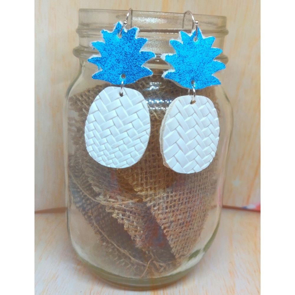 Summer Pineapple Vegan Leather Earrings